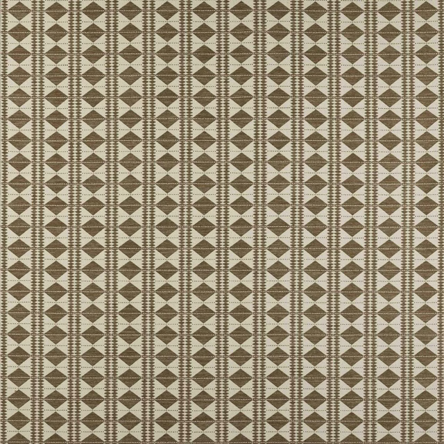 Small brown diamond geometric woven fabric on a cream ground