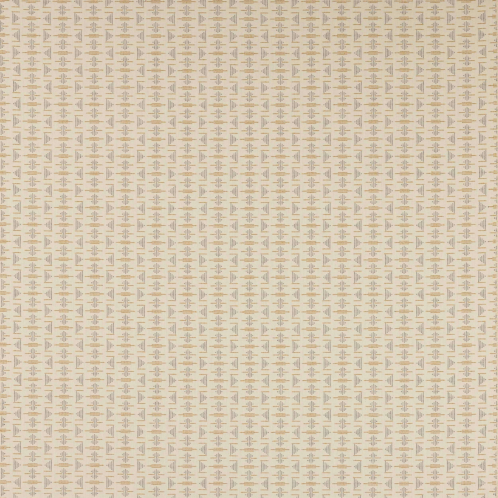 Ivory geometric woven fabric with small repeated square motif and fine grey-beige detailing