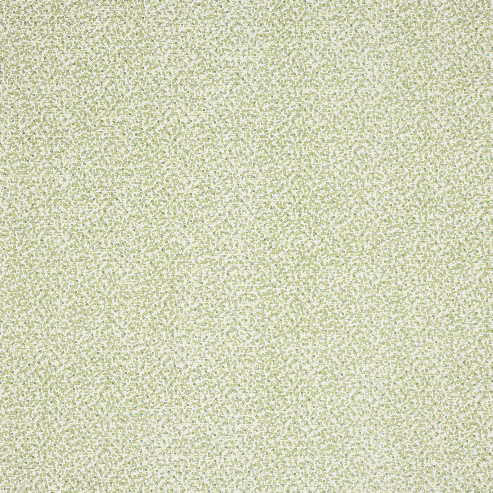 Small-scale leaf-green printed fabric on a pale ground with tiny scattered motif