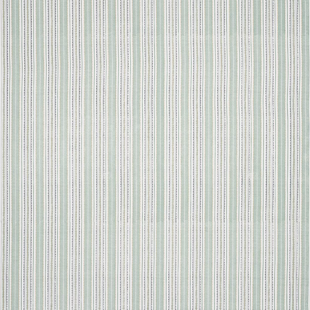 Pale aqua and ivory vertical striped fabric with fine woven texture