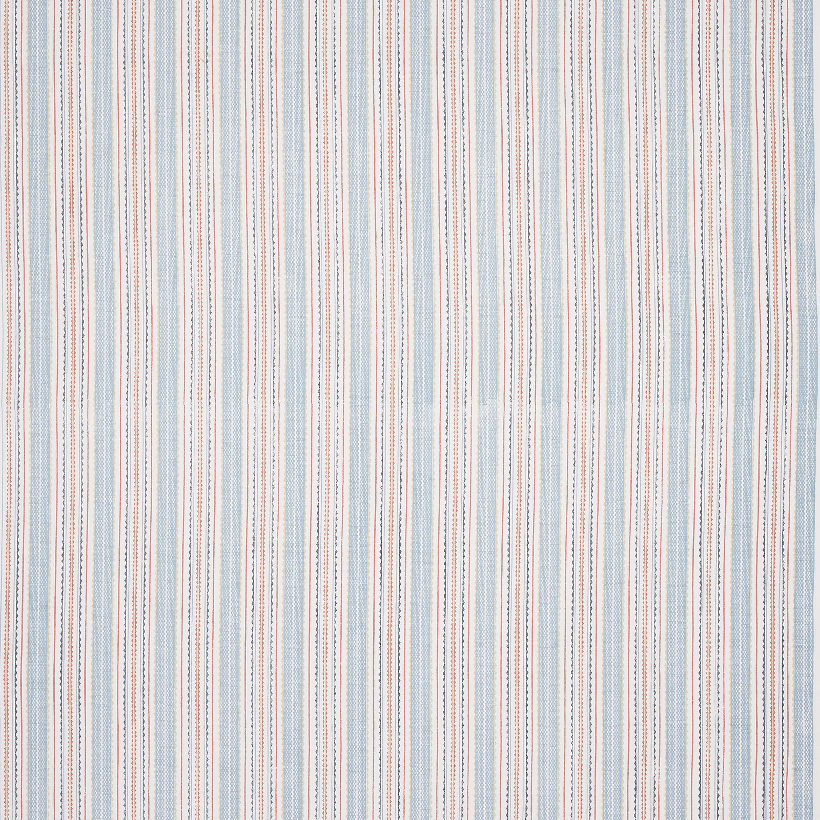 Pale blue and cream narrow vertical stripes on a lightly textured linen-cotton fabric