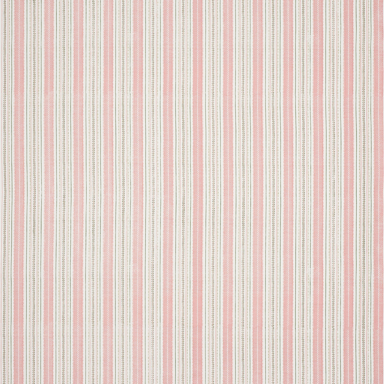 Pale blush-red and cream vertical stripe linen-cotton fabric swatch with fine dotted lines