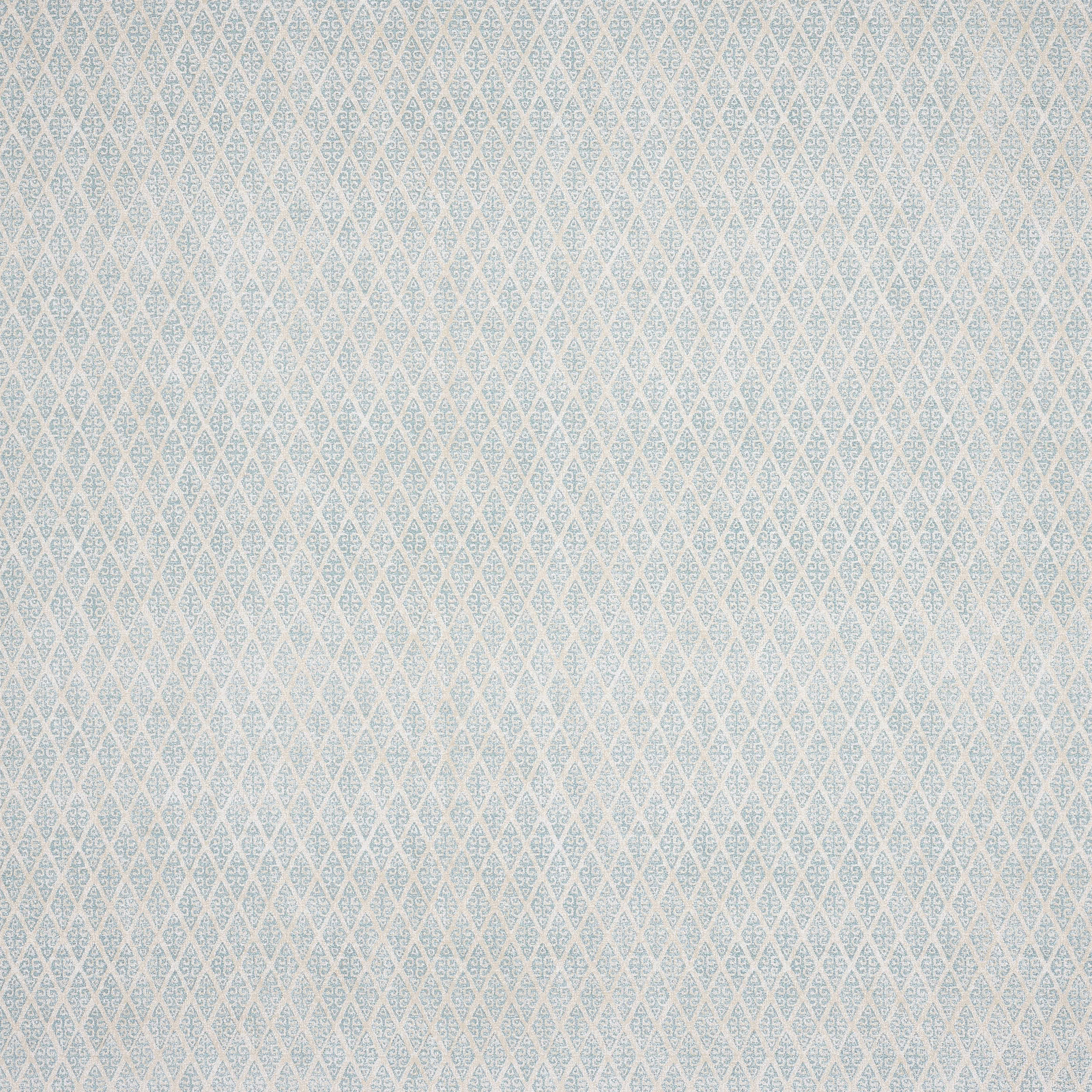 Pale aqua small geometric diamond print on a light woven fabric
