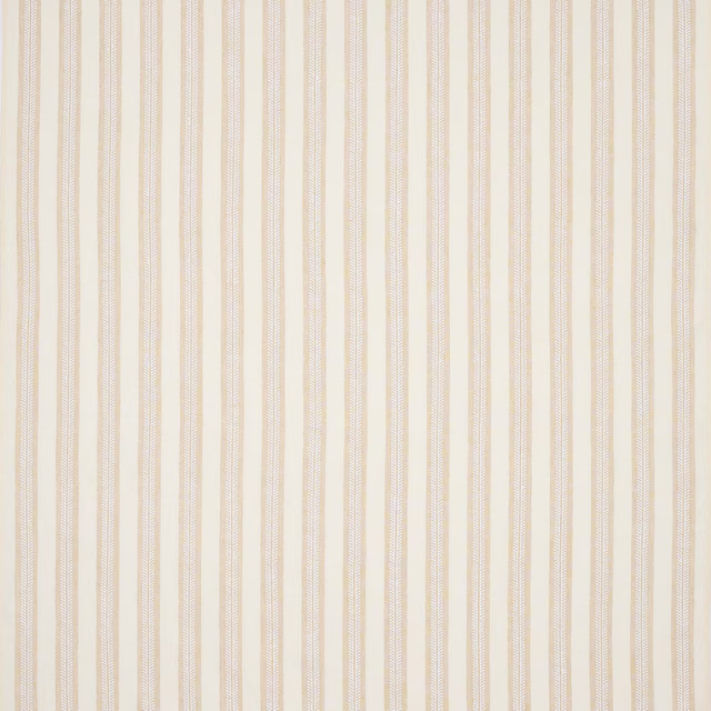 Pale ivory linen fabric with fine vertical cream stripes and subtle woven texture