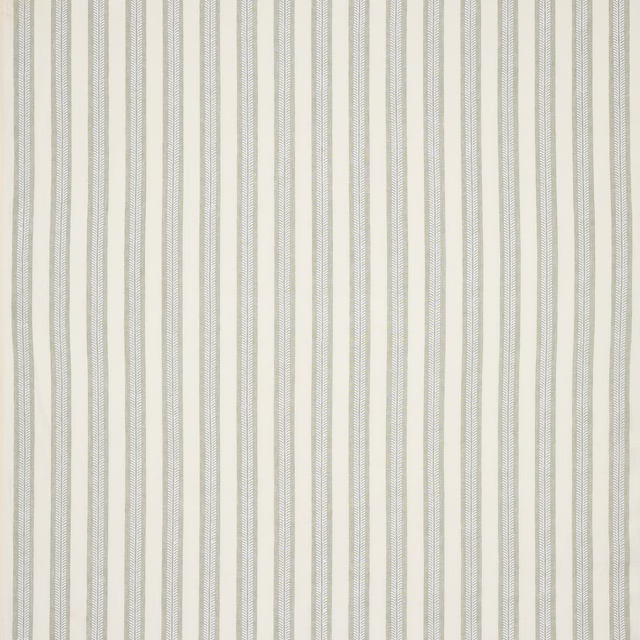 Pale sage and ivory vertical striped linen swatch with fine woven texture