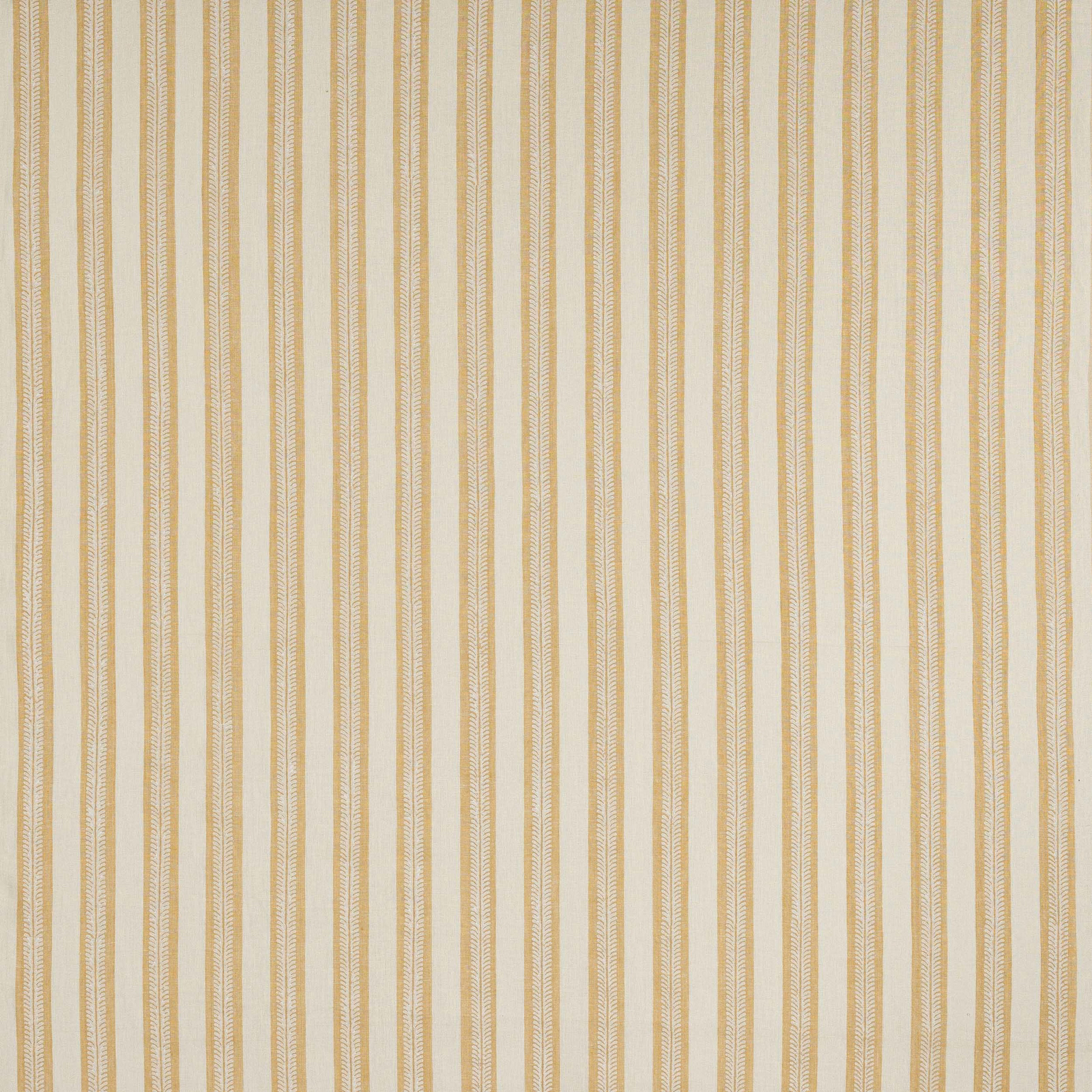 Pale yellow vertical stripe linen swatch with fine woven texture