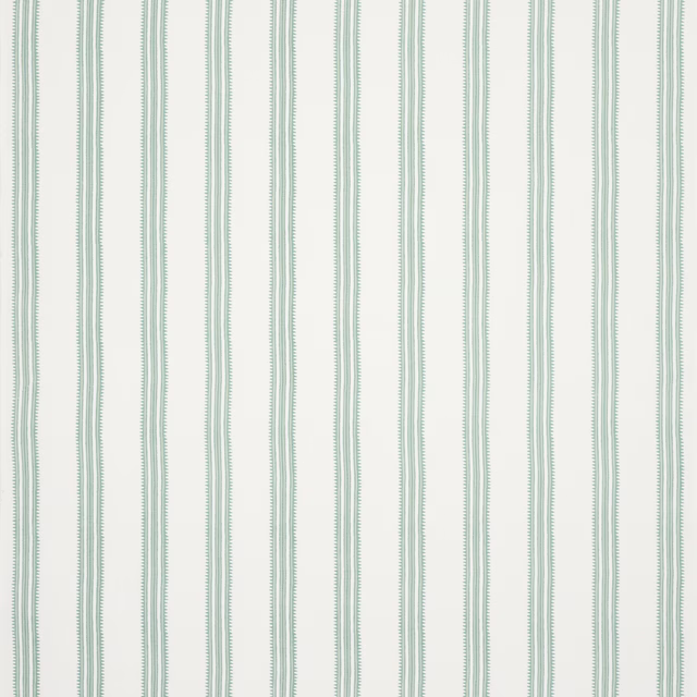 Pale aqua vertical stripe fabric on a light ground with fine woven texture