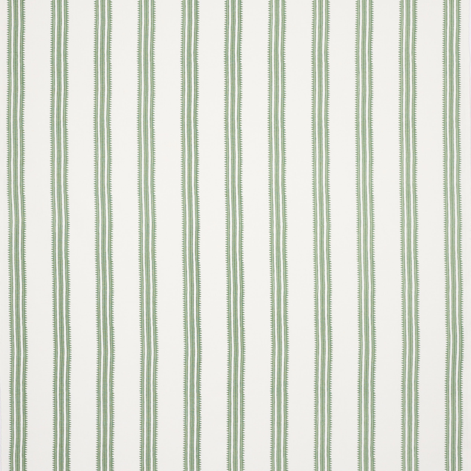 Pale ground fabric with narrow soft sage green vertical stripes