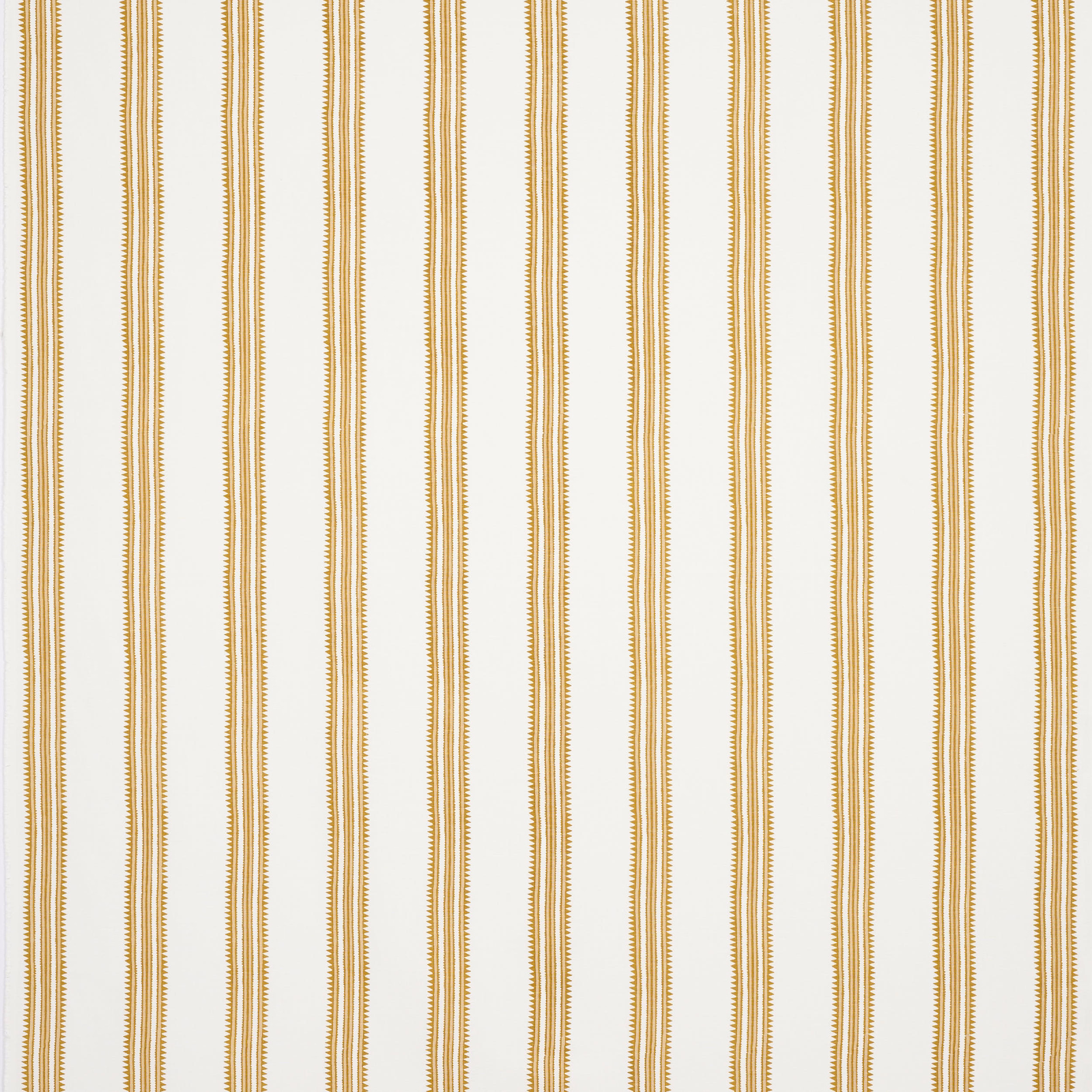 Cream fabric swatch with slim vertical ochre-gold stripes and fine woven detail