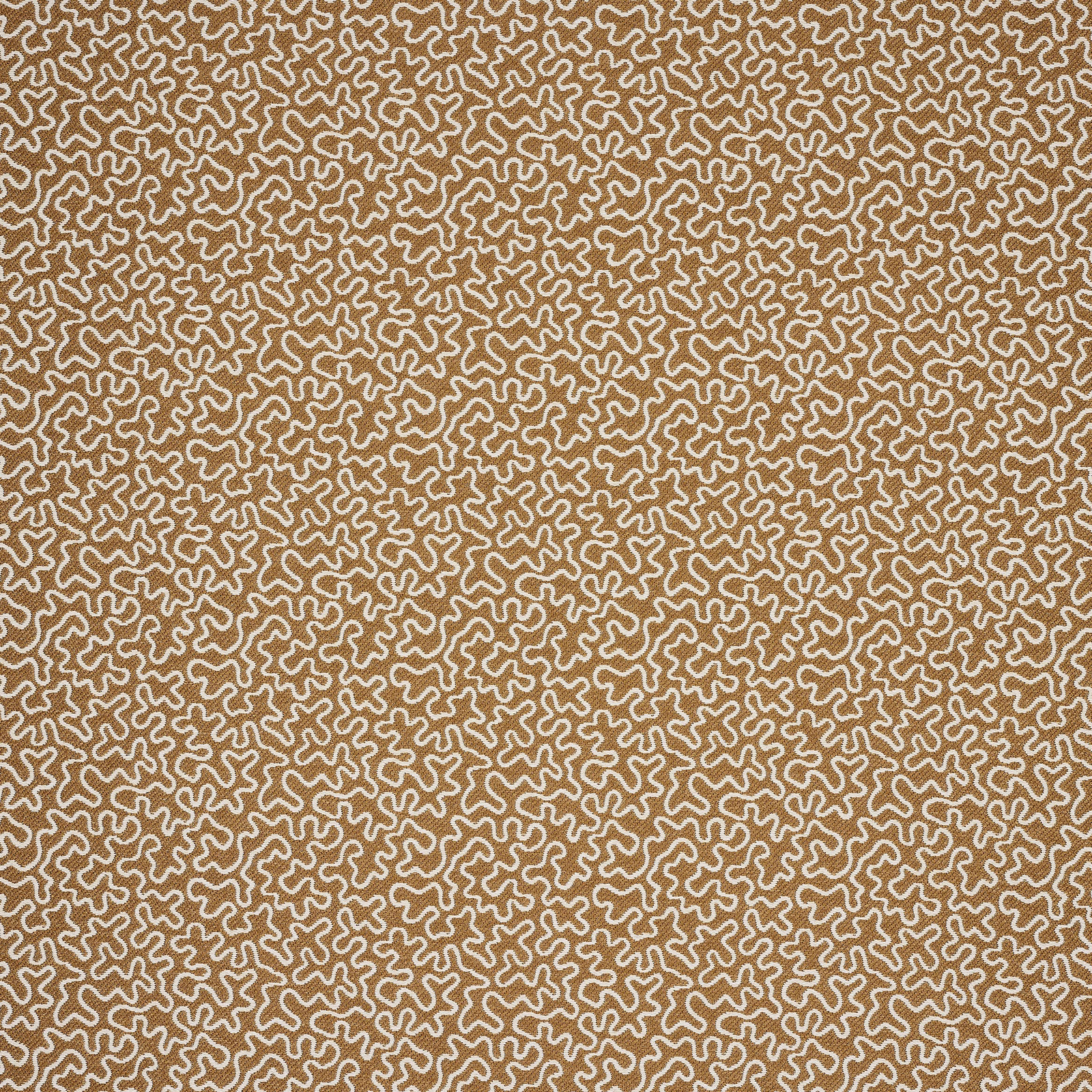 Camel beige fabric swatch with a dense cream abstract line pattern
