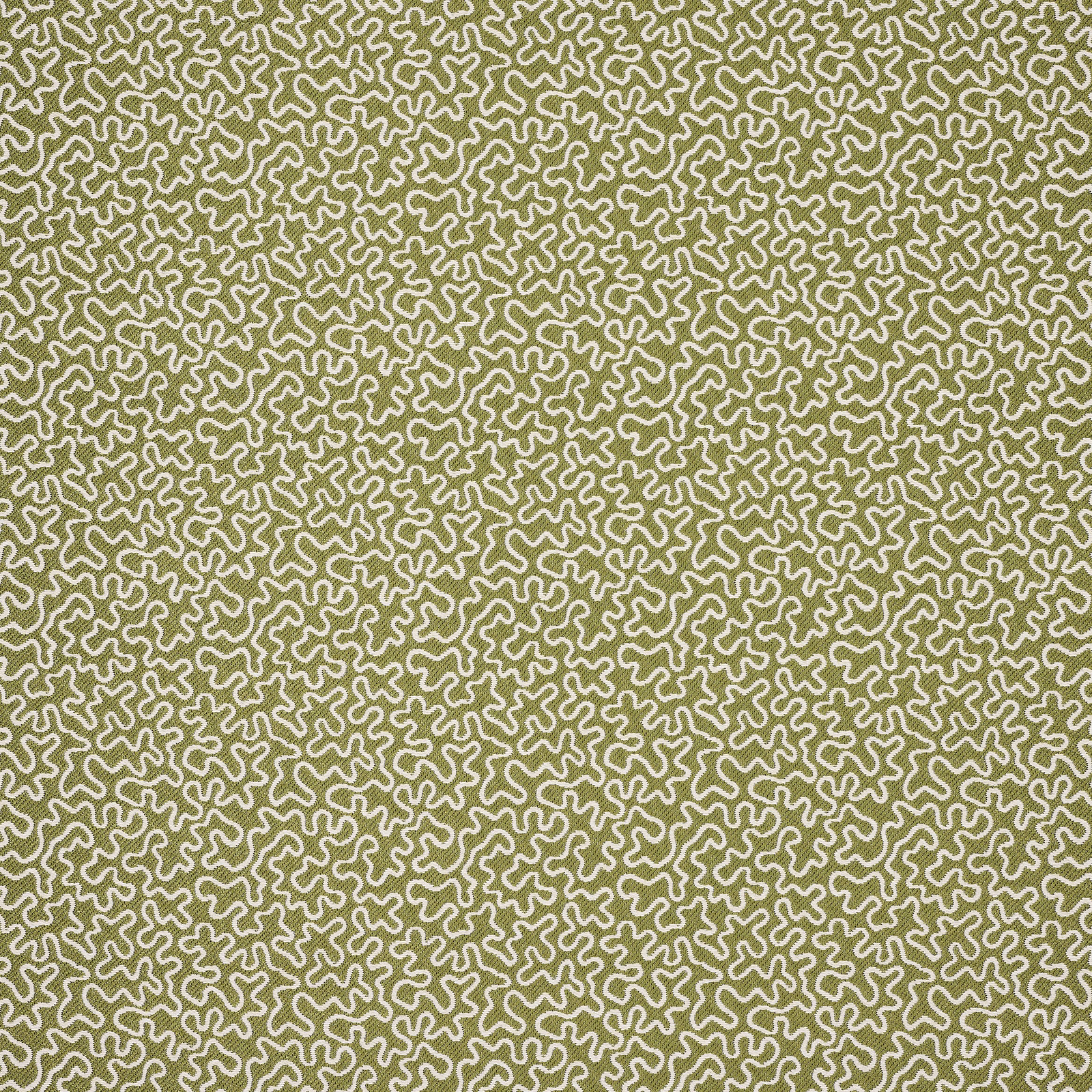 Soft olive fabric with small looping abstract pattern in pale stone