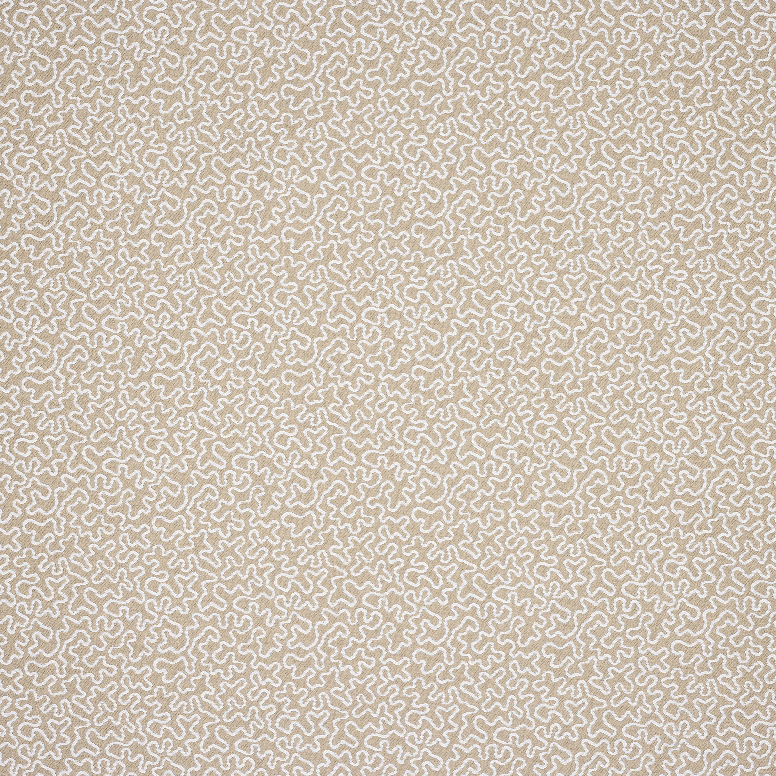Close-up of Corti Taupe fabric showing a small abstract taupe and cream repeat