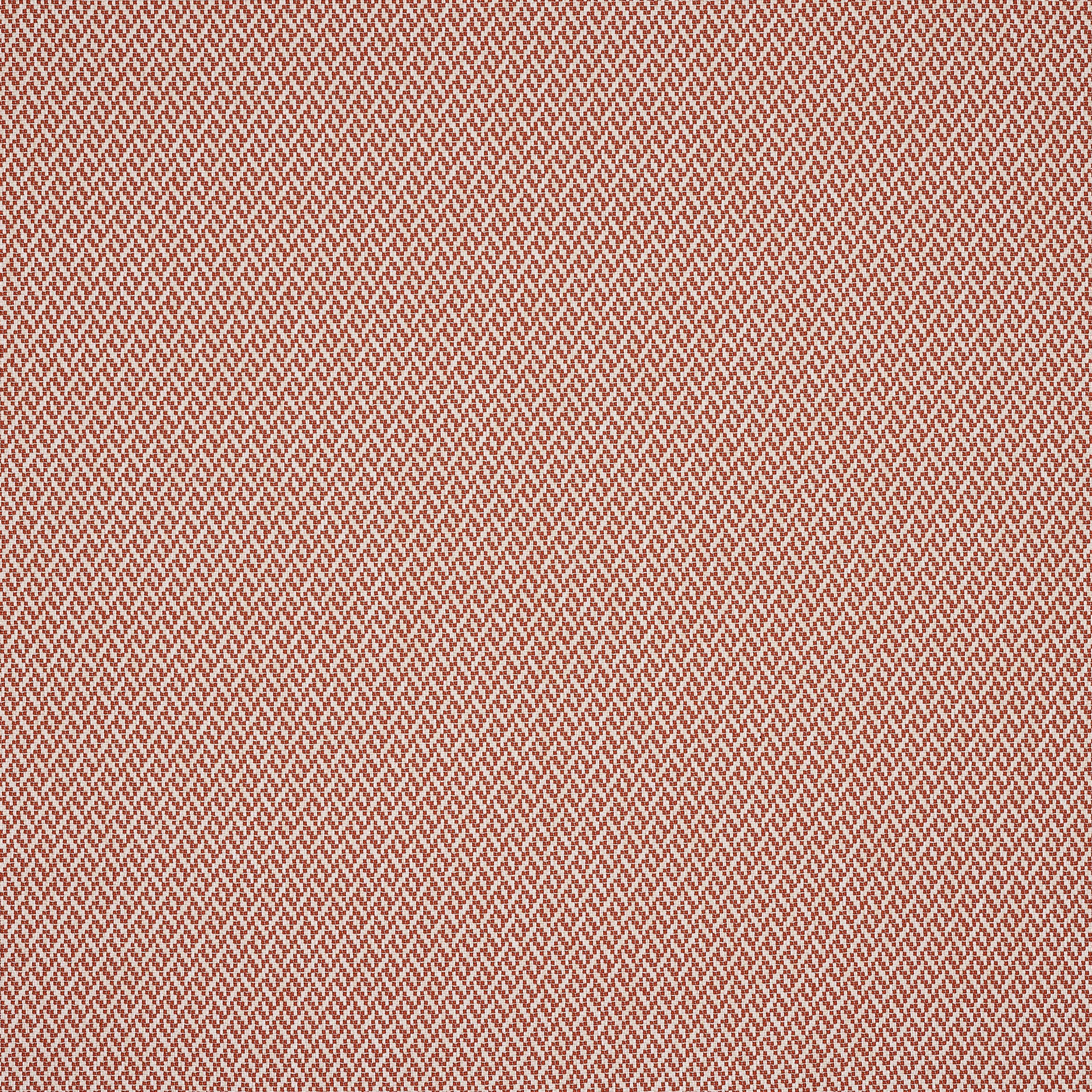 Close-up of paprika red geometric woven fabric with tiny diagonal checks