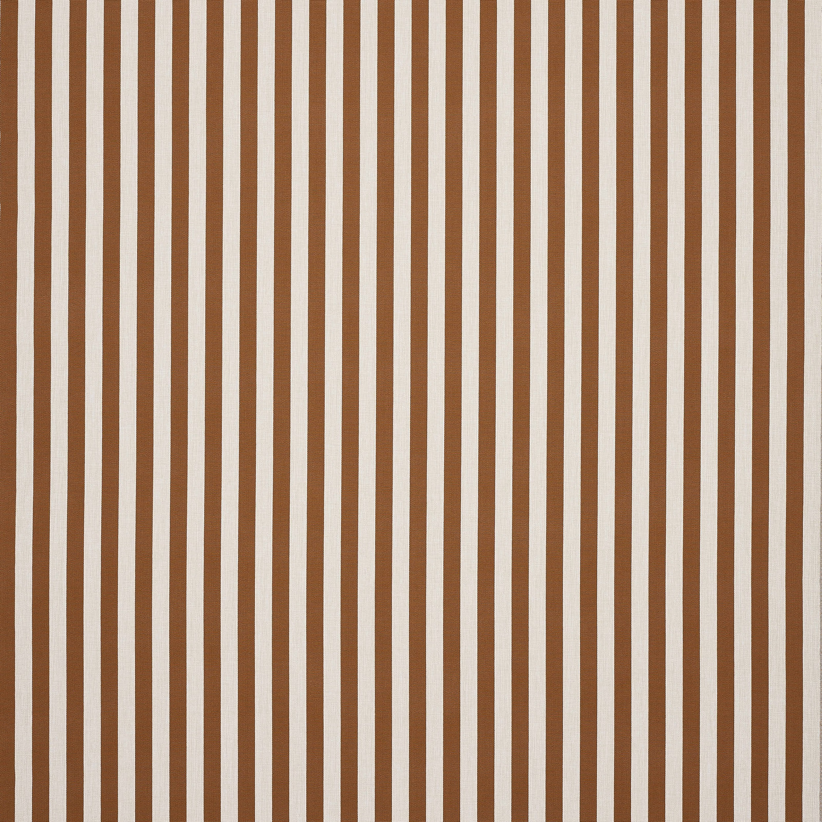 Vertical camel and ivory striped fabric swatch with fine woven texture