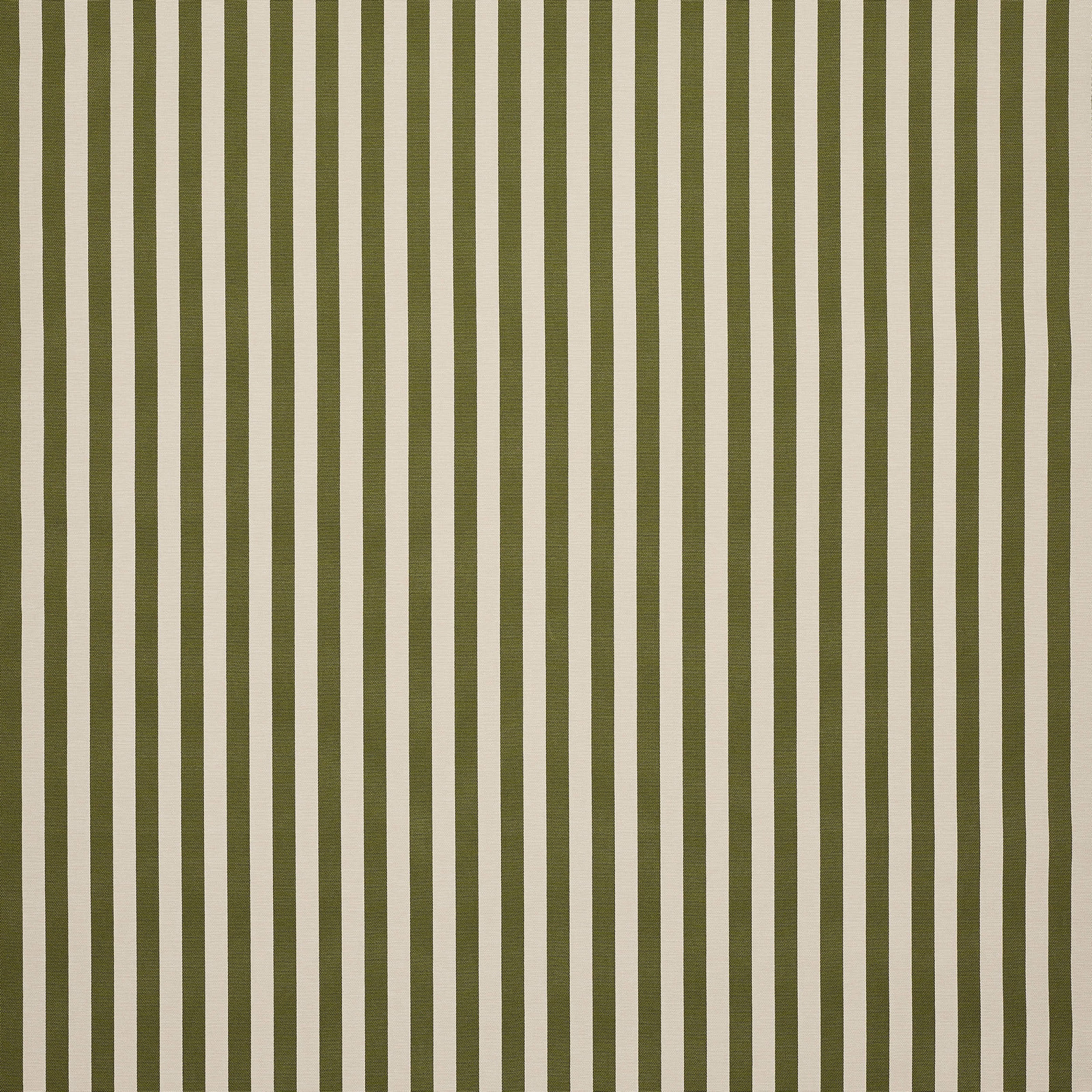 Muted olive and ivory vertical stripe fabric with a fine woven texture