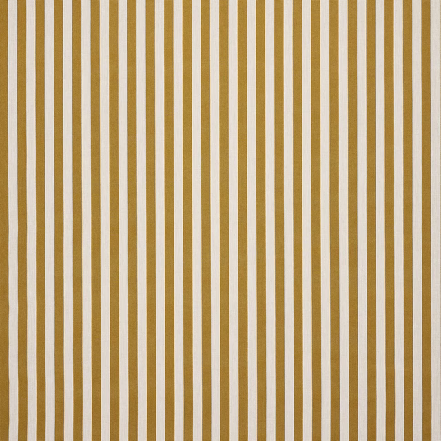 Vertical mustard gold and ivory striped woven fabric with a fine texture