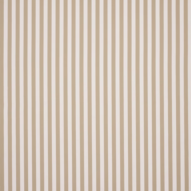 Beige and ivory vertical striped fabric swatch with a smooth matte weave