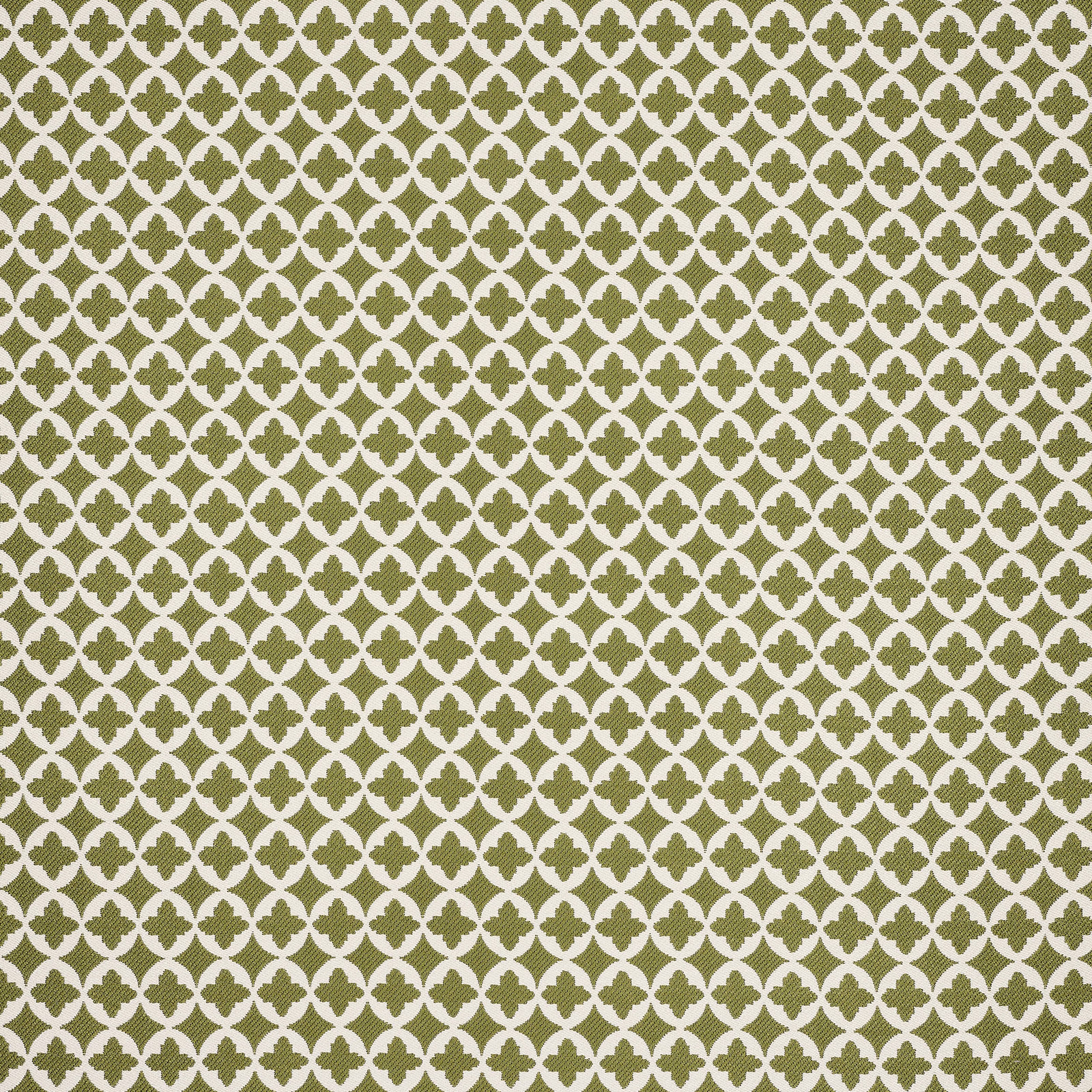 Small olive geometric lattice pattern on a pale neutral fabric ground