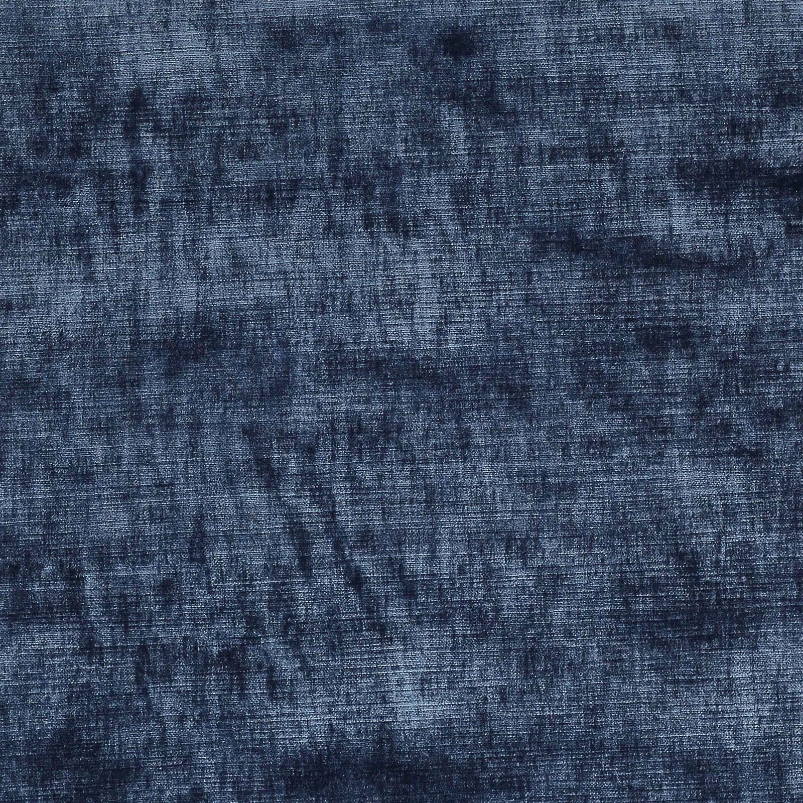 Deep Delft blue velvet swatch with soft mottled pile and subtle sheen