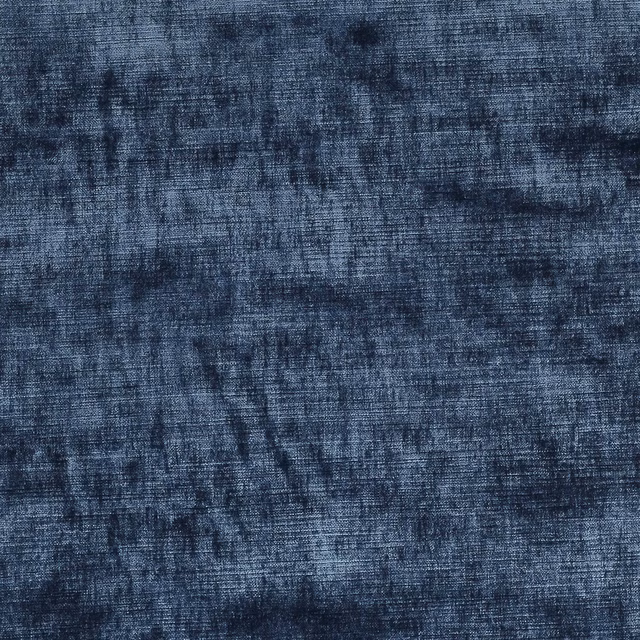 Deep Delft blue velvet swatch with soft mottled pile and subtle sheen