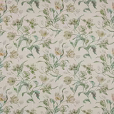 Ivory floral cotton fabric with trailing green botanical stems