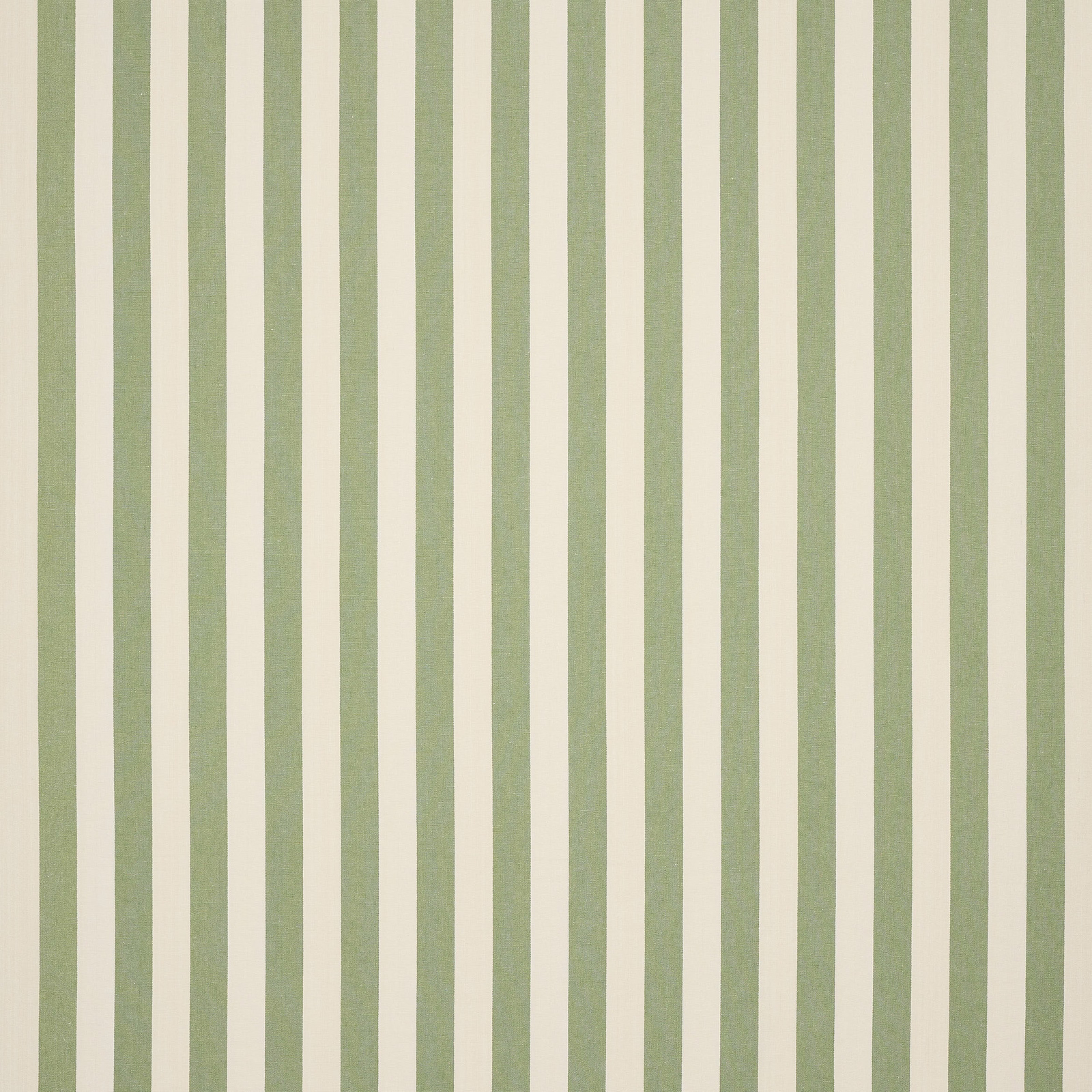 Vertical sage green and cream striped linen fabric swatch with a soft woven texture