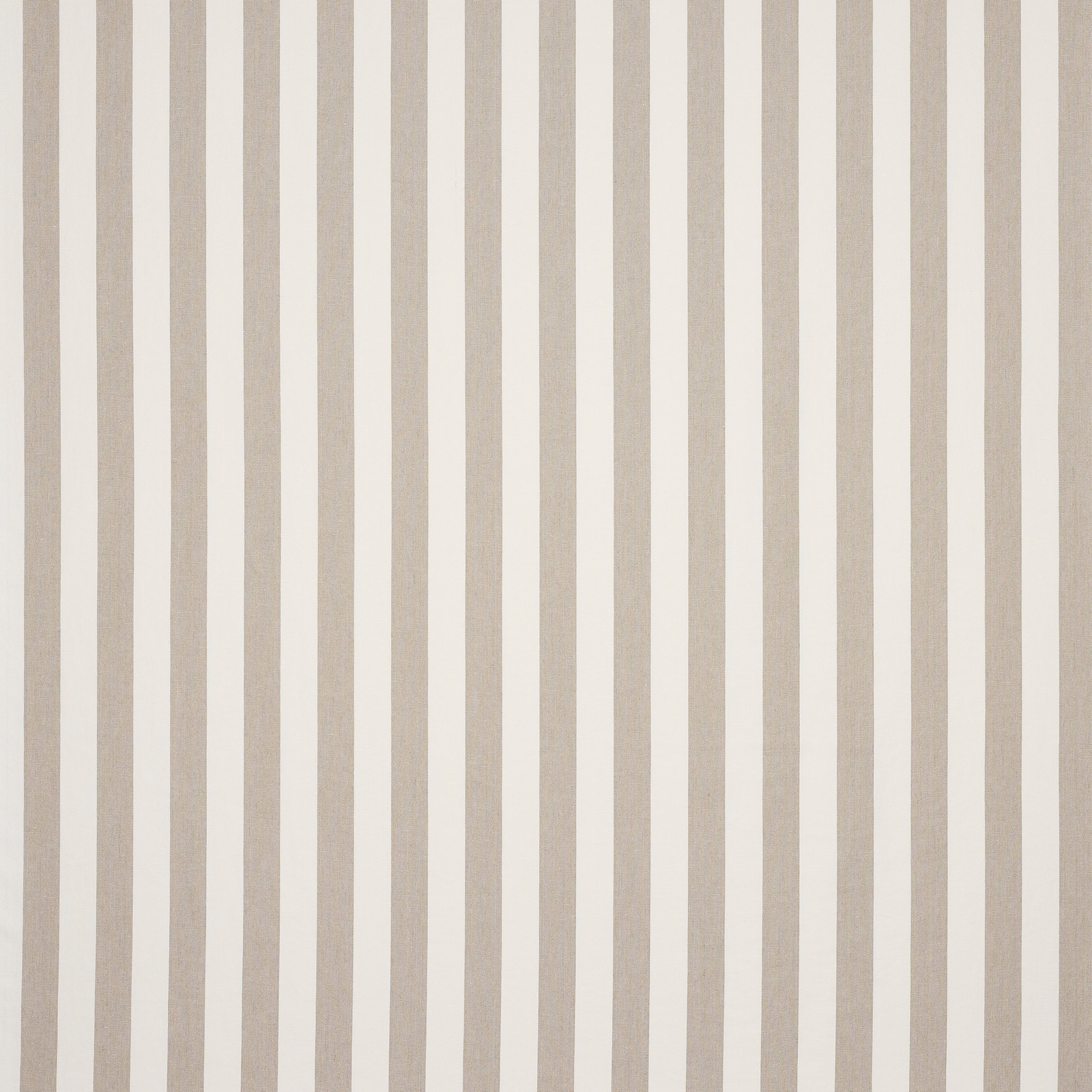 Soft beige and ivory vertical stripe linen fabric with a natural matte weave