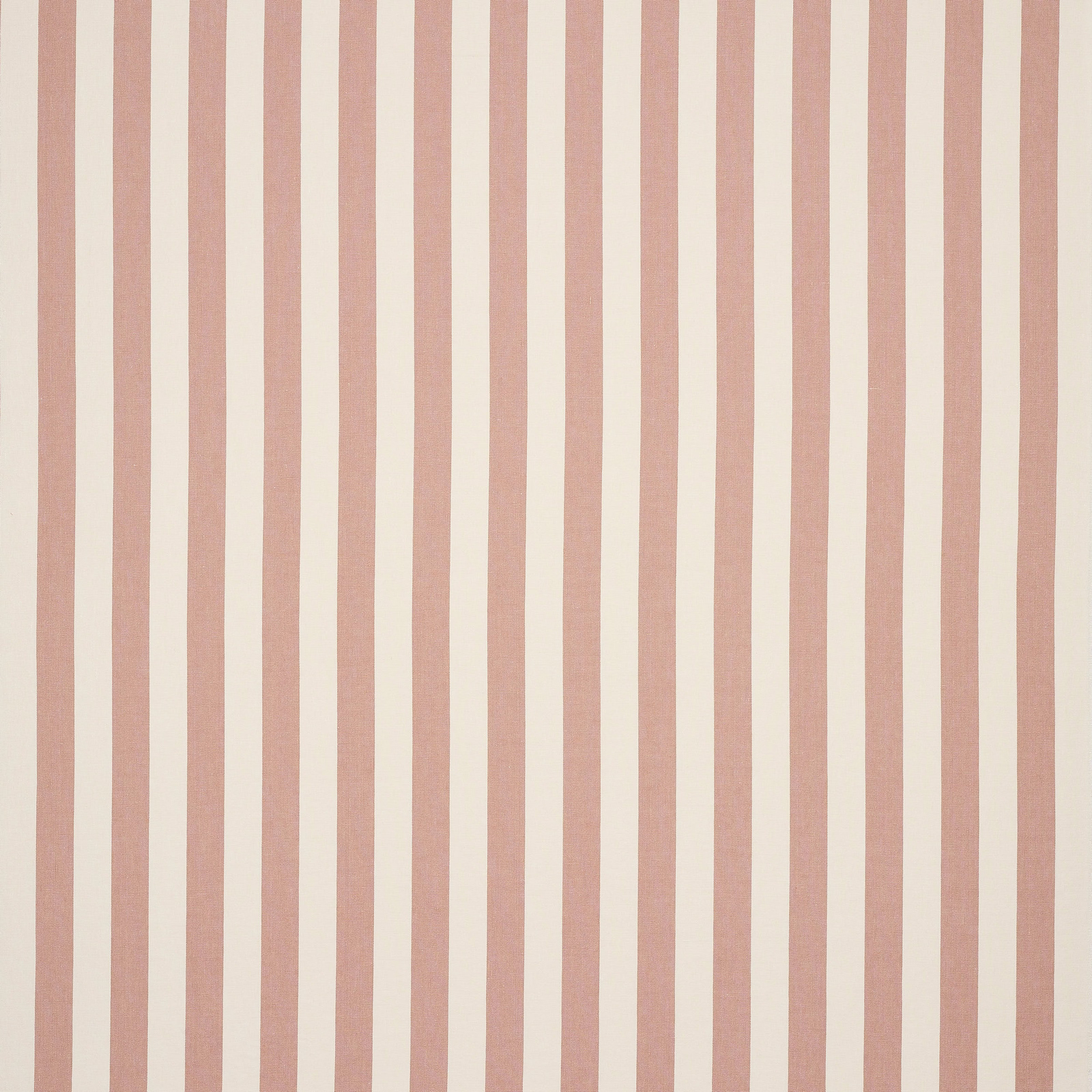 Vertical rose pink and ivory stripe linen fabric swatch