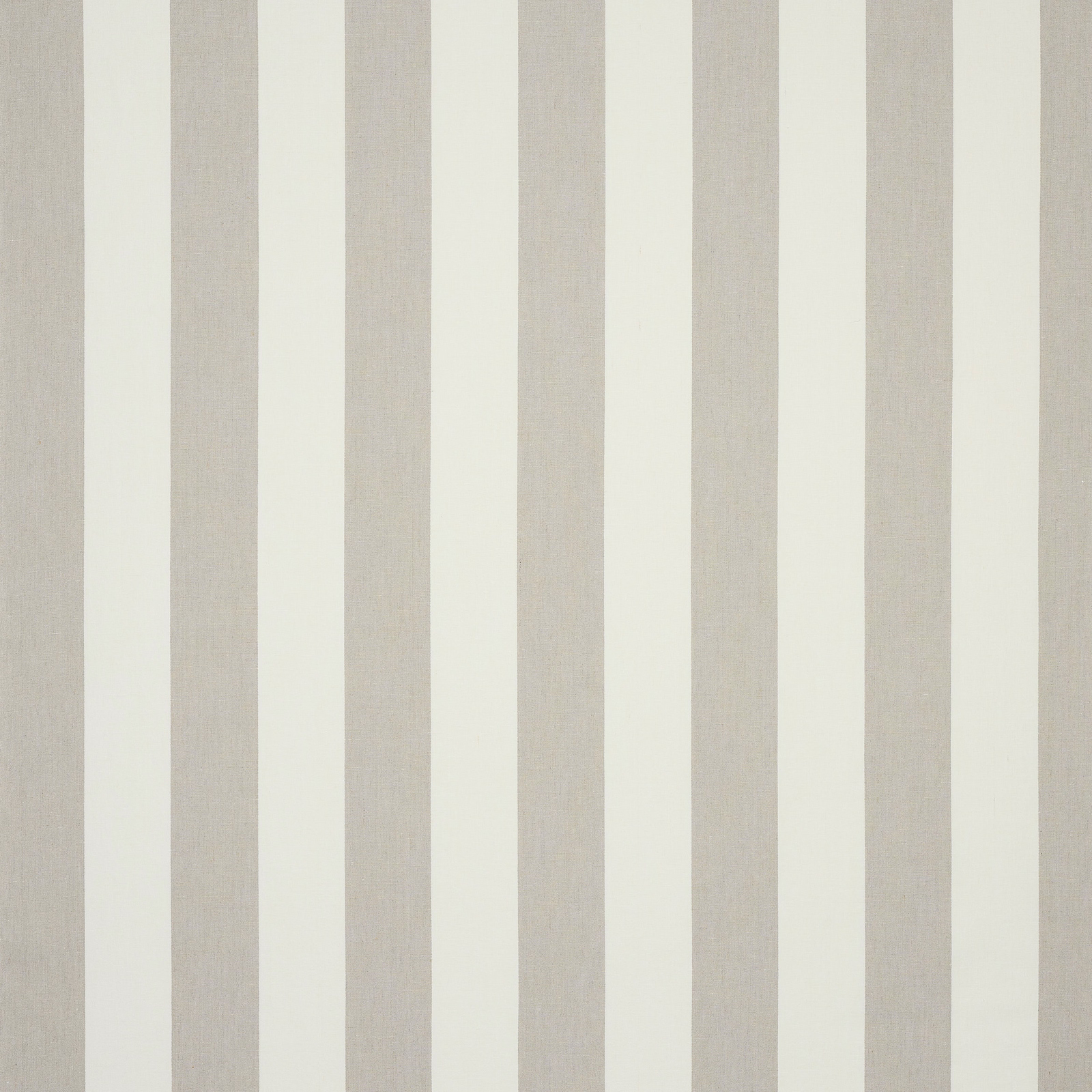 Vertical ivory and soft taupe striped linen fabric with a matte natural weave