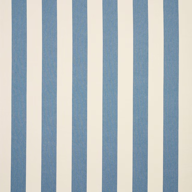 Wide soft blue and ivory vertical stripe linen fabric swatch