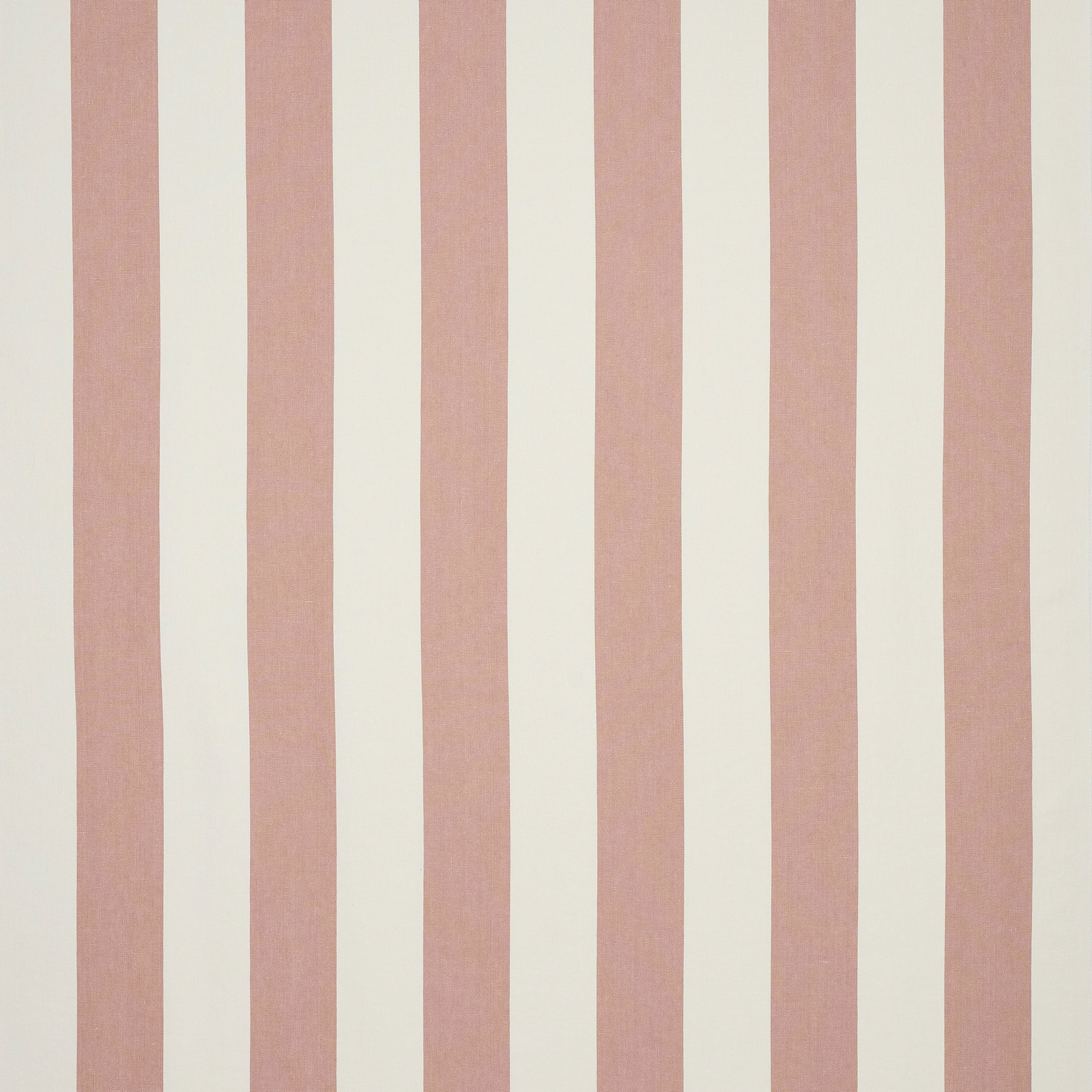 Vertical dusty rose stripes on a warm ivory linen ground