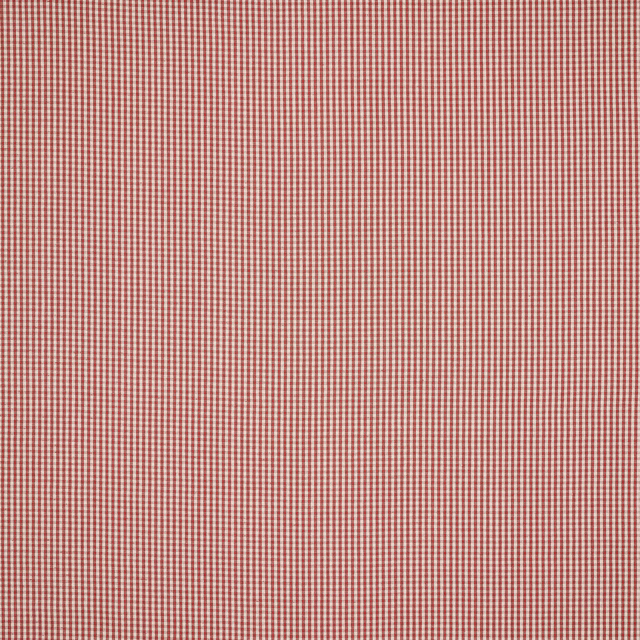 Small coral pink and cream gingham linen fabric swatch