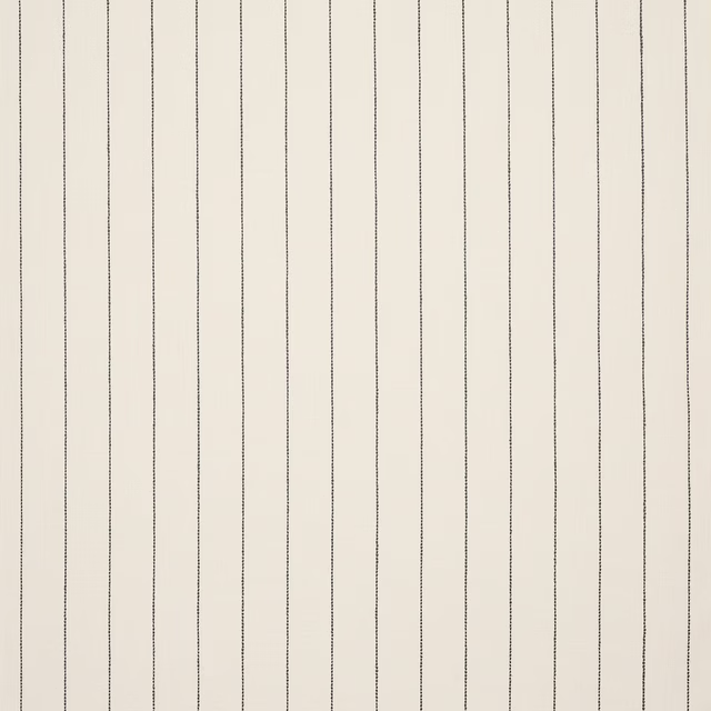 Cream striped fabric swatch with fine dark vertical pinstripes