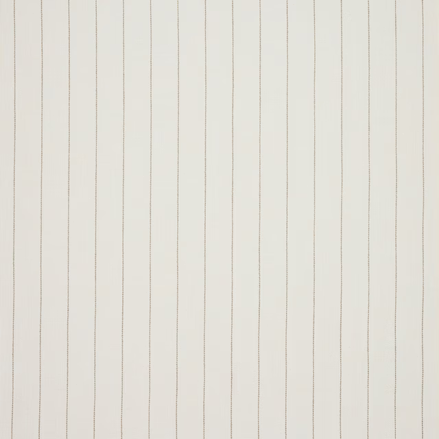 Pale beige striped fabric swatch with fine vertical pinstripes