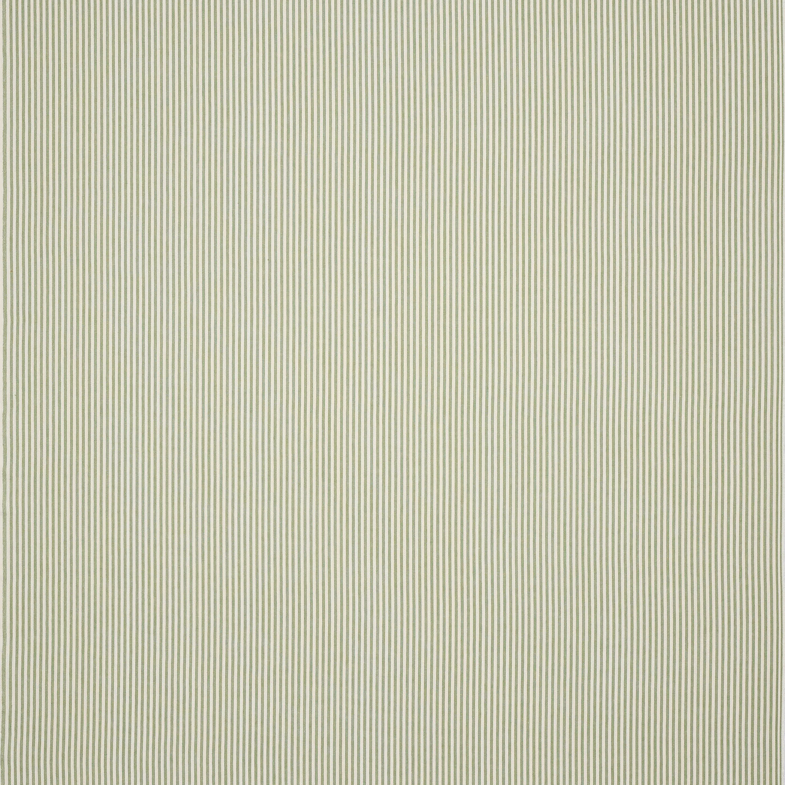 Pale amande green fine vertical striped linen fabric swatch