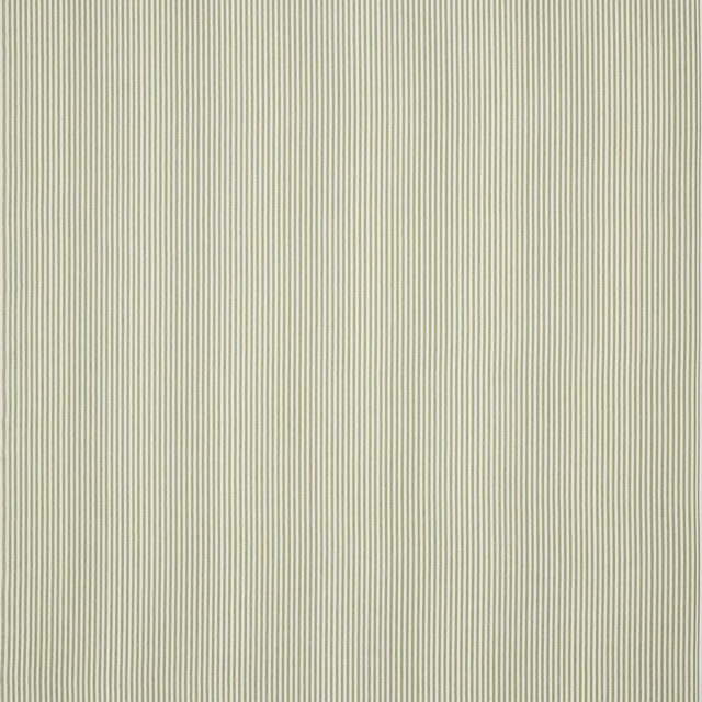 Pale amande green fine vertical striped linen fabric swatch