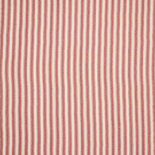 Fine coral pink and ivory vertical stripe linen fabric swatch