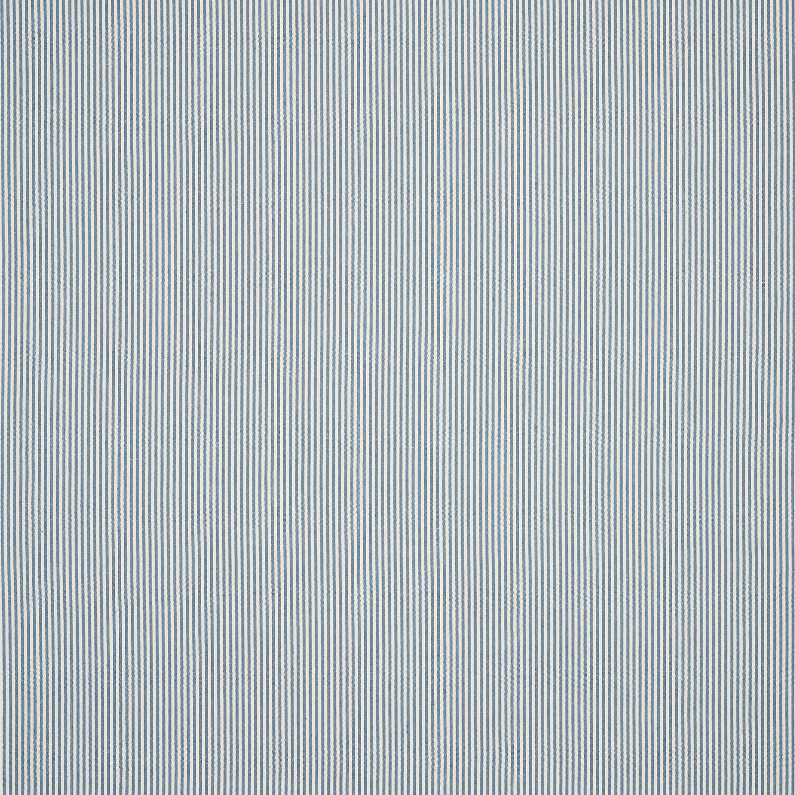 Fine blue and ivory vertical pinstripe linen fabric swatch