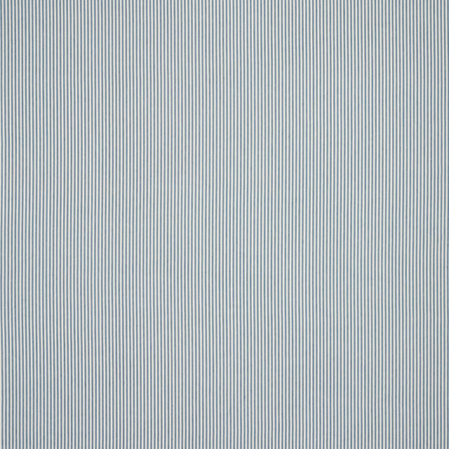 Fine blue and ivory vertical pinstripe linen fabric swatch