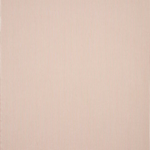Fine vertical dusty rose and cream striped linen fabric swatch
