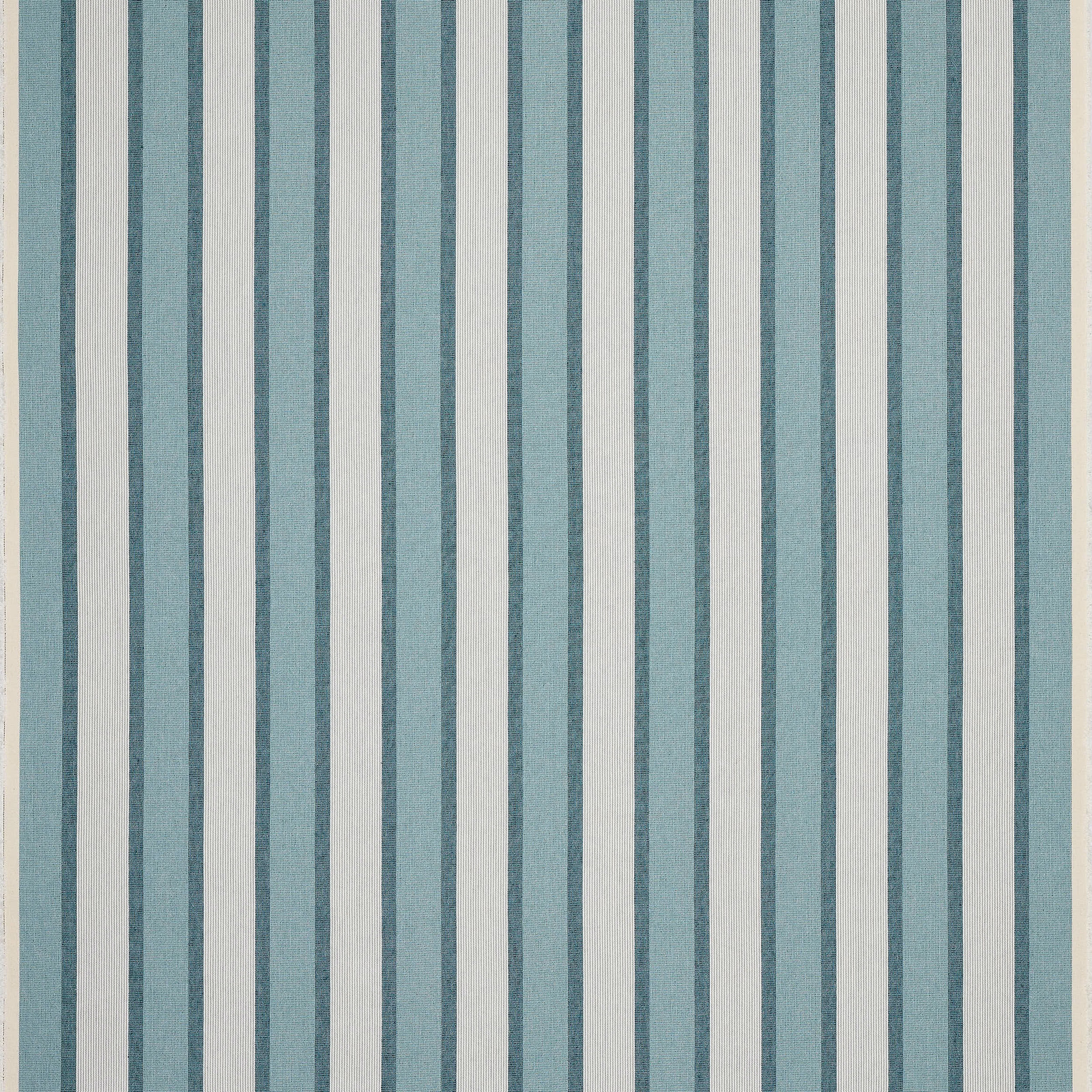 Soft aqua and ivory vertical striped woven fabric swatch