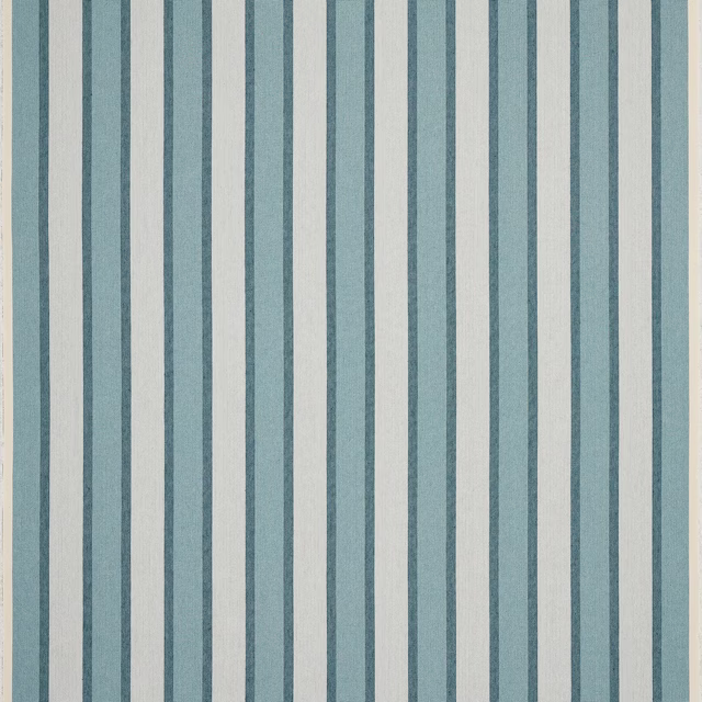 Soft aqua and ivory vertical striped woven fabric swatch