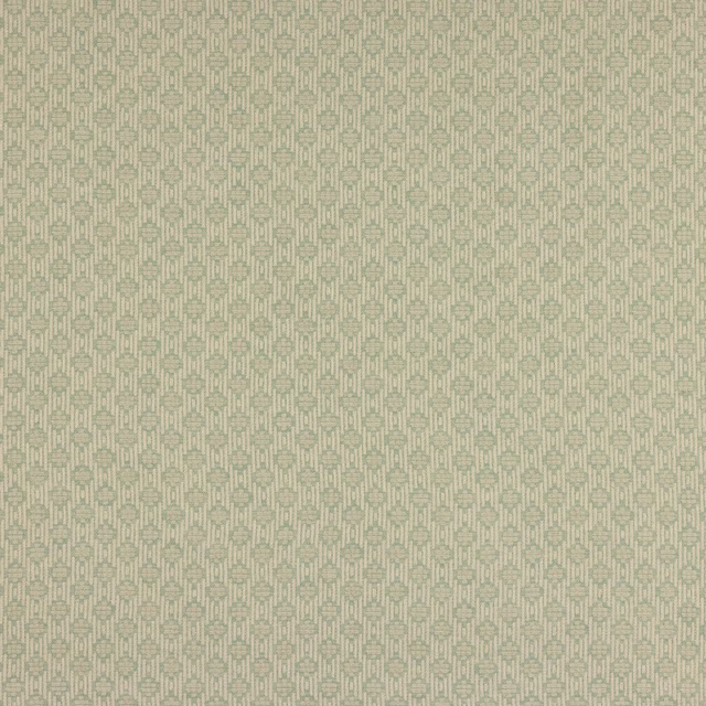 Soft aqua geometric woven fabric with a small repeating pattern