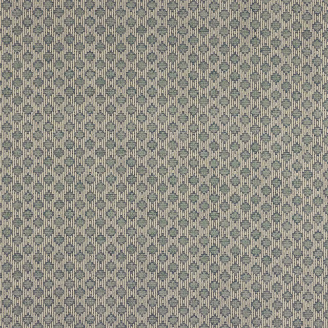 Small geometric woven fabric in muted indigo blue and pale grey