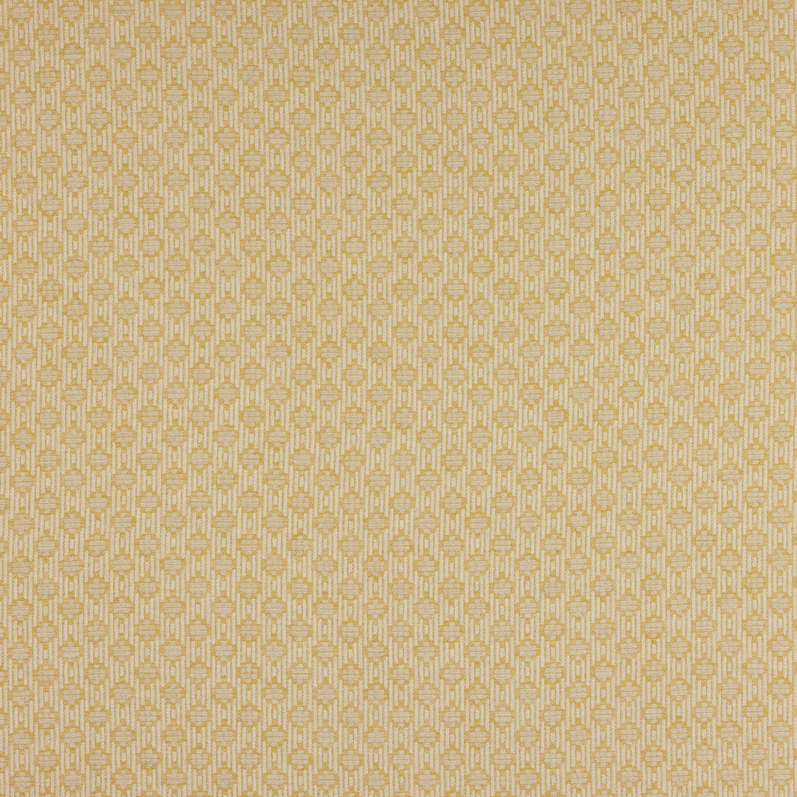 Close-up of Delaney Yellow small geometric woven fabric in soft buttery yellow