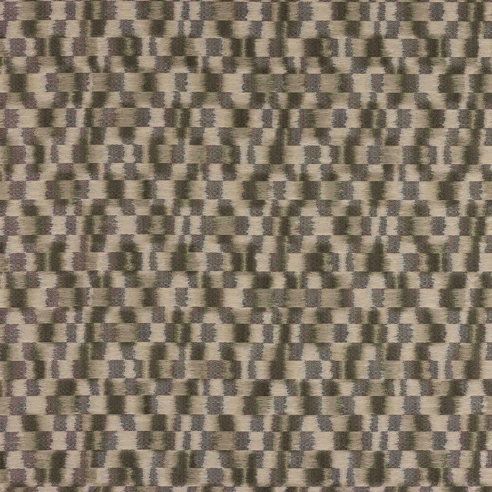 Charcoal and taupe small-scale geometric woven fabric with textured blocks