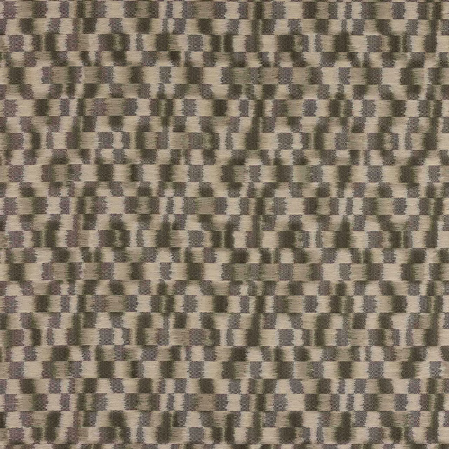 Charcoal and taupe small-scale geometric woven fabric with textured blocks