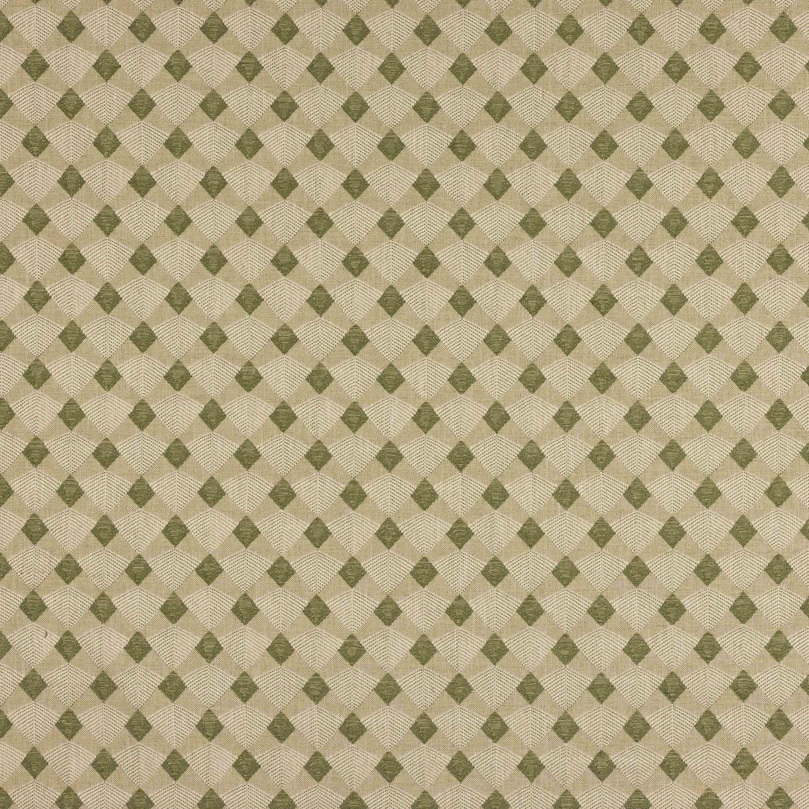 Small olive-green diamond pattern on a warm cream woven ground