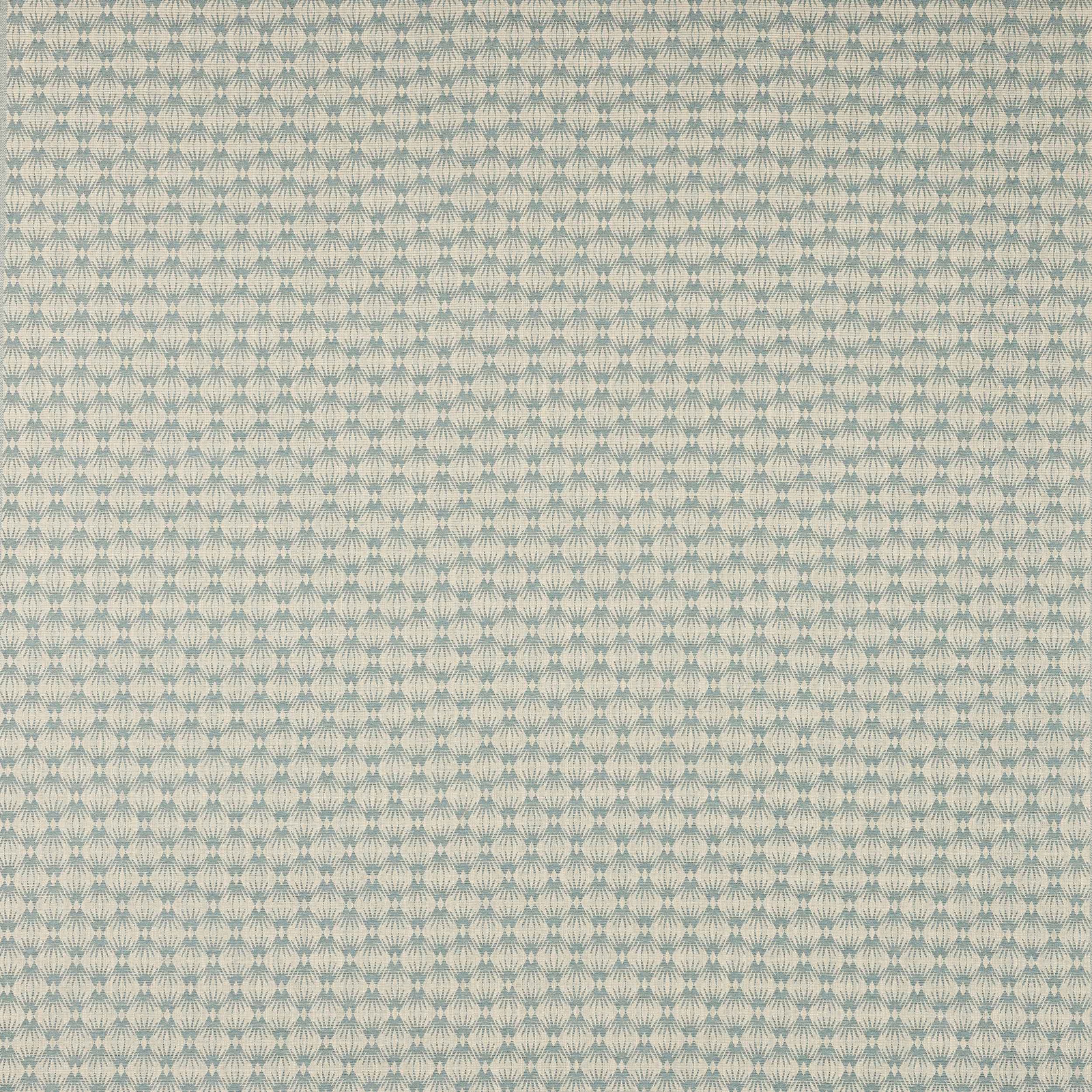 Pale duck-egg blue geometric fabric swatch with a tiny woven repeat