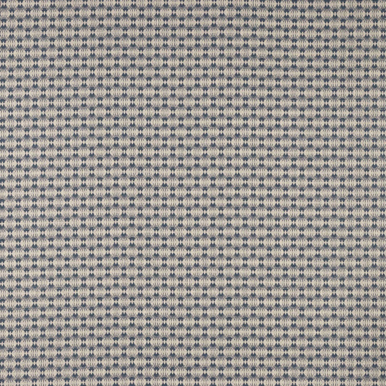 Small indigo geometric weave on a cream ground with textured surface